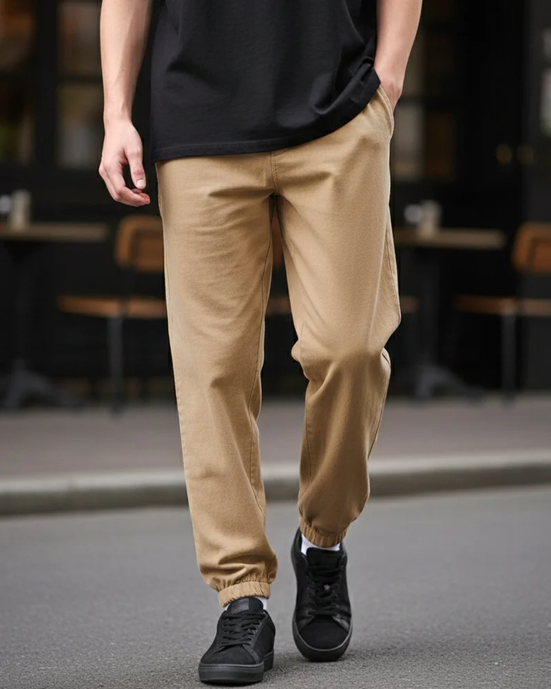 بيواكوف Men's Ginger Root Brown Oversized Acid Wash Warm Joggers